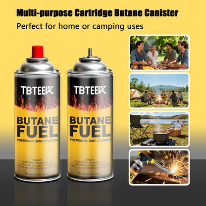 TBTeek Butane Fuel Canister - Premium 8 oz Pure Refined Butane Gas for Kitchen Torch, Camping & Grilling