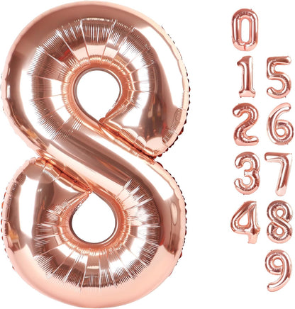 Rose Gold 40 Inch Number 8 Balloon | 8th Birthday Party Decorations for Men & Boys