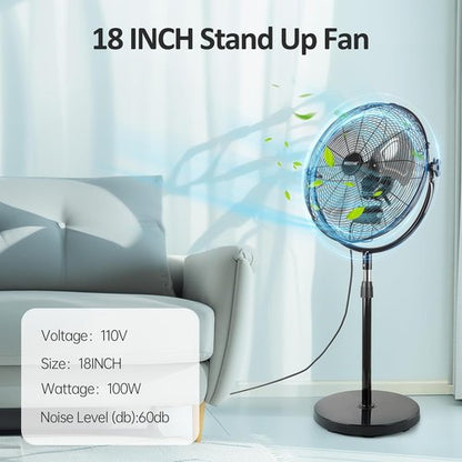 BEESTAR 18-Inch Heavy Duty Pedestal Fan - High Velocity, Adjustable Height & Tilt, Metal Design | Black