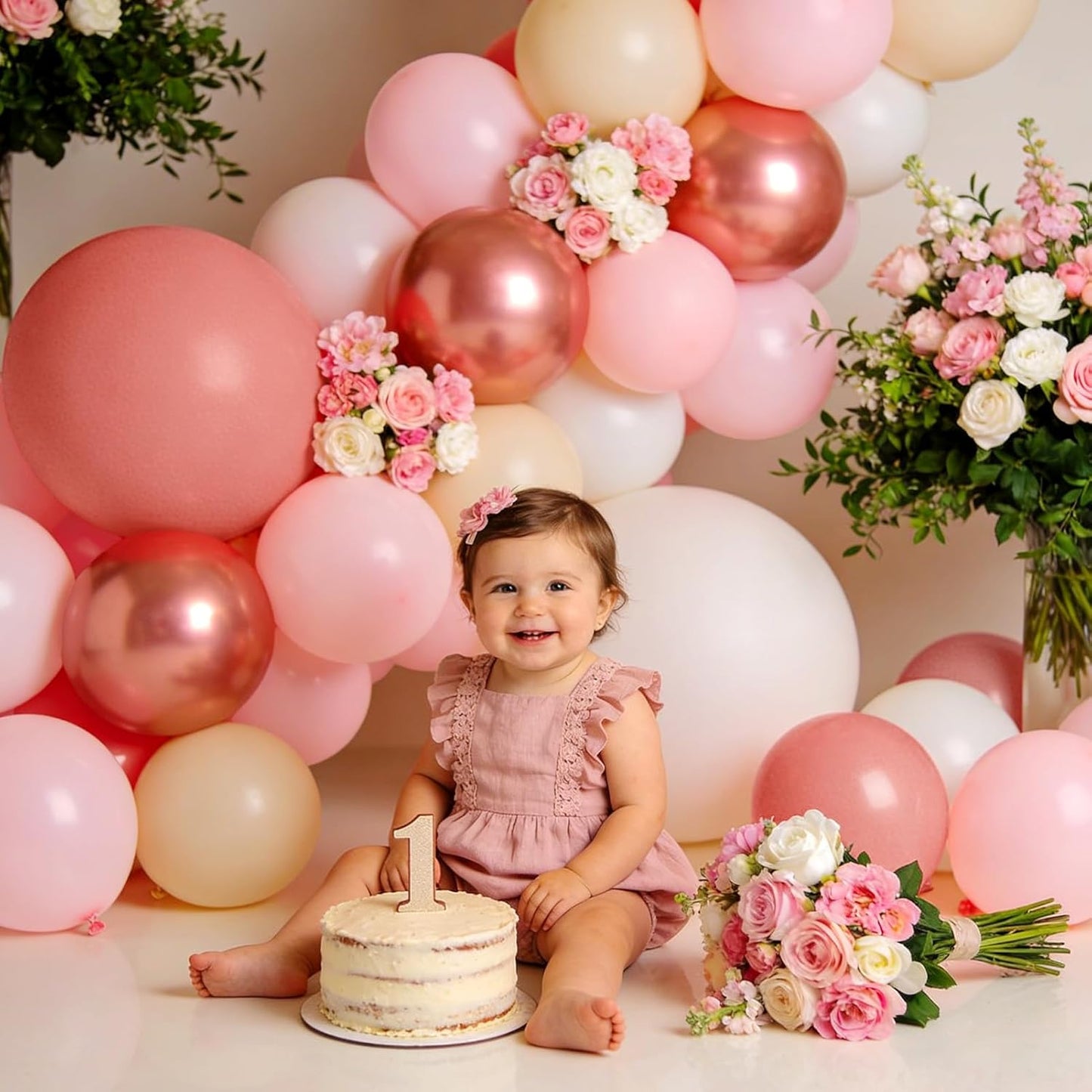 Winrayk Rose Gold Balloons | Floral Baby Shower Decorations Kit for Girls - Pink Balloon Arch & Letter Boxes