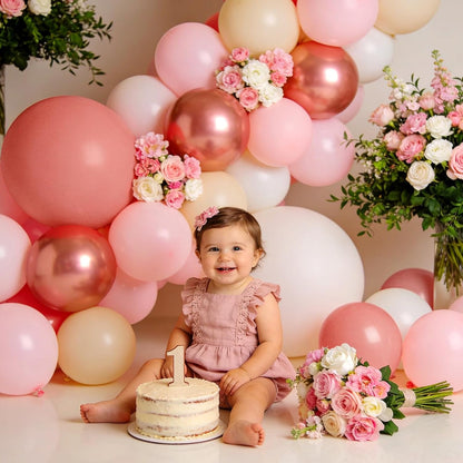 Winrayk Rose Gold Balloons | Floral Baby Shower Decorations Kit for Girls - Pink Balloon Arch & Letter Boxes