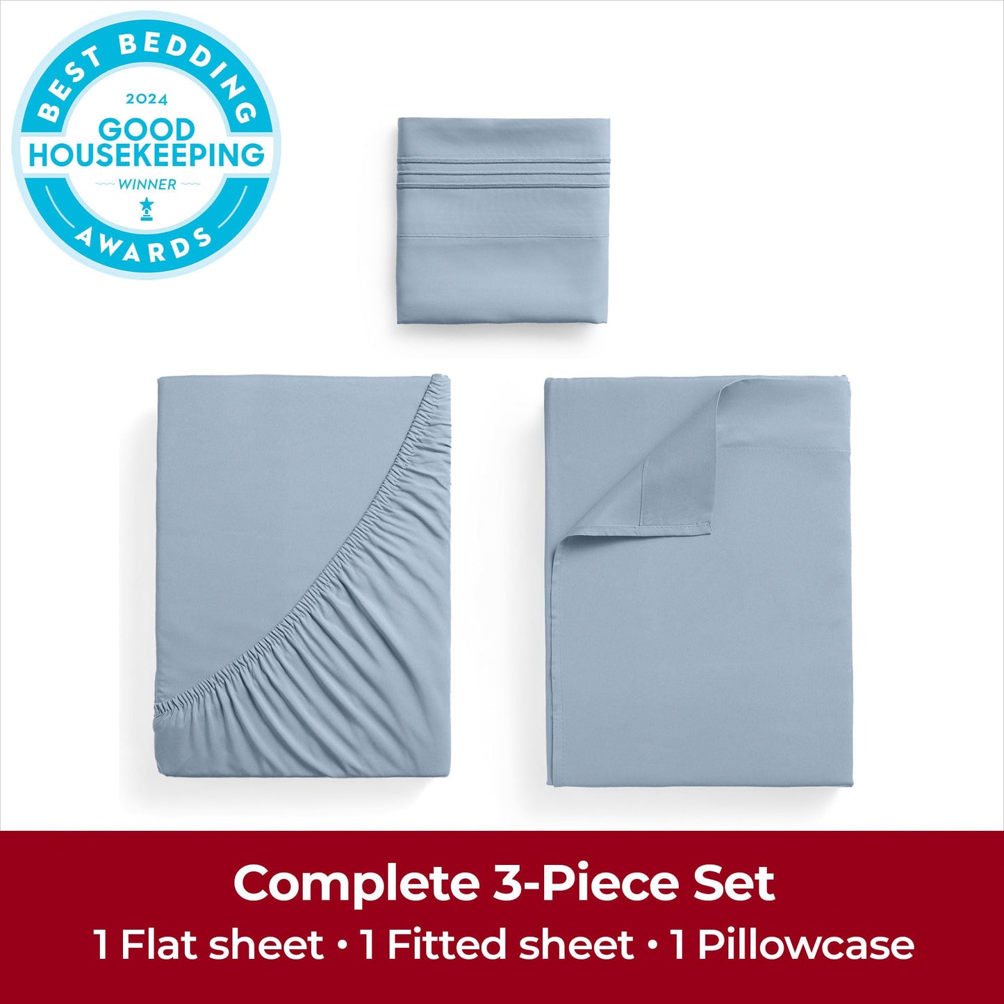 Mellanni Twin Sheets Set - 3 PC Iconic Collection Bedding - Hotel Luxury, Extra Soft, Cooling Bed Sheets - Wrinkle, Fade, Stain Resistant (Twin, Blue Hydrangea)