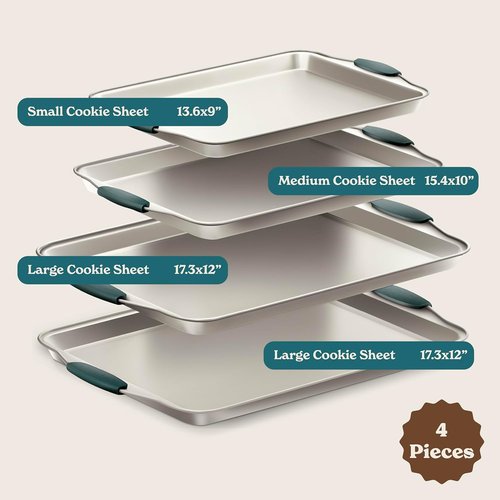 Country Kitchen Nonstick Bakeware Set - Heavy Duty & Durable, Easy Release, Sage | 4-Piece Set