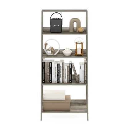 Furinno Ladder Bookcase Display Shelf, 5-Tier, French Oak