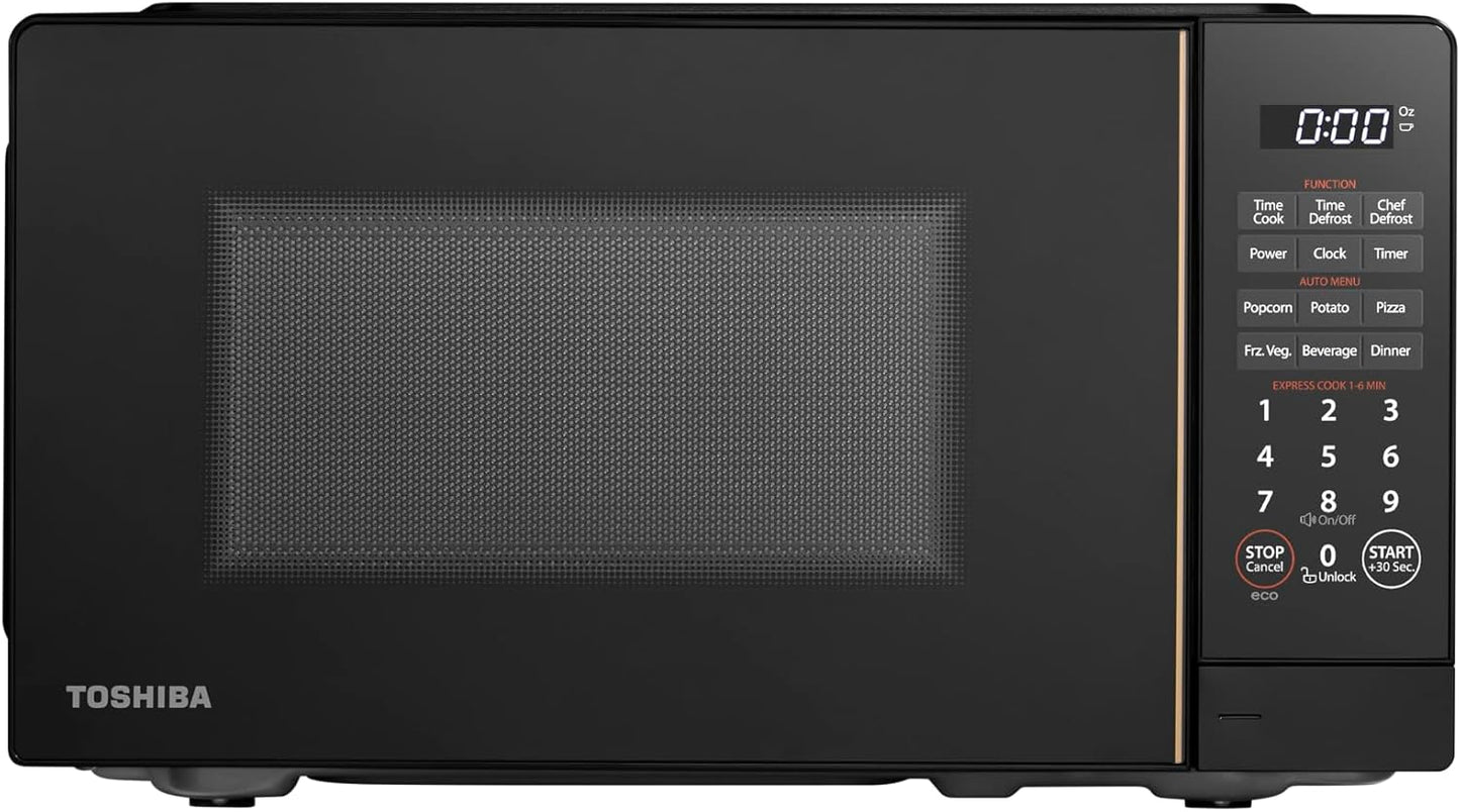 TOSHIBA 0.7 Cu Ft Small Microwave Oven - 11 Power Levels, ChefDefrost & Eco Mode, Black