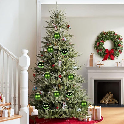 Large 5.9" Christmas Ornaments Balls (2 Pcs) Green – Shatterproof Hanging Loop, Indoor/Outdoor Decor