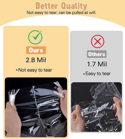 Yuiicaov 6PCS Extra Large Cellophane Bags, 30x40 Inches Clear Cellophane Wrap for Gift Baskets, Jumbo Huge Packaging Clear Gift Bags 2.8 Mil Thick