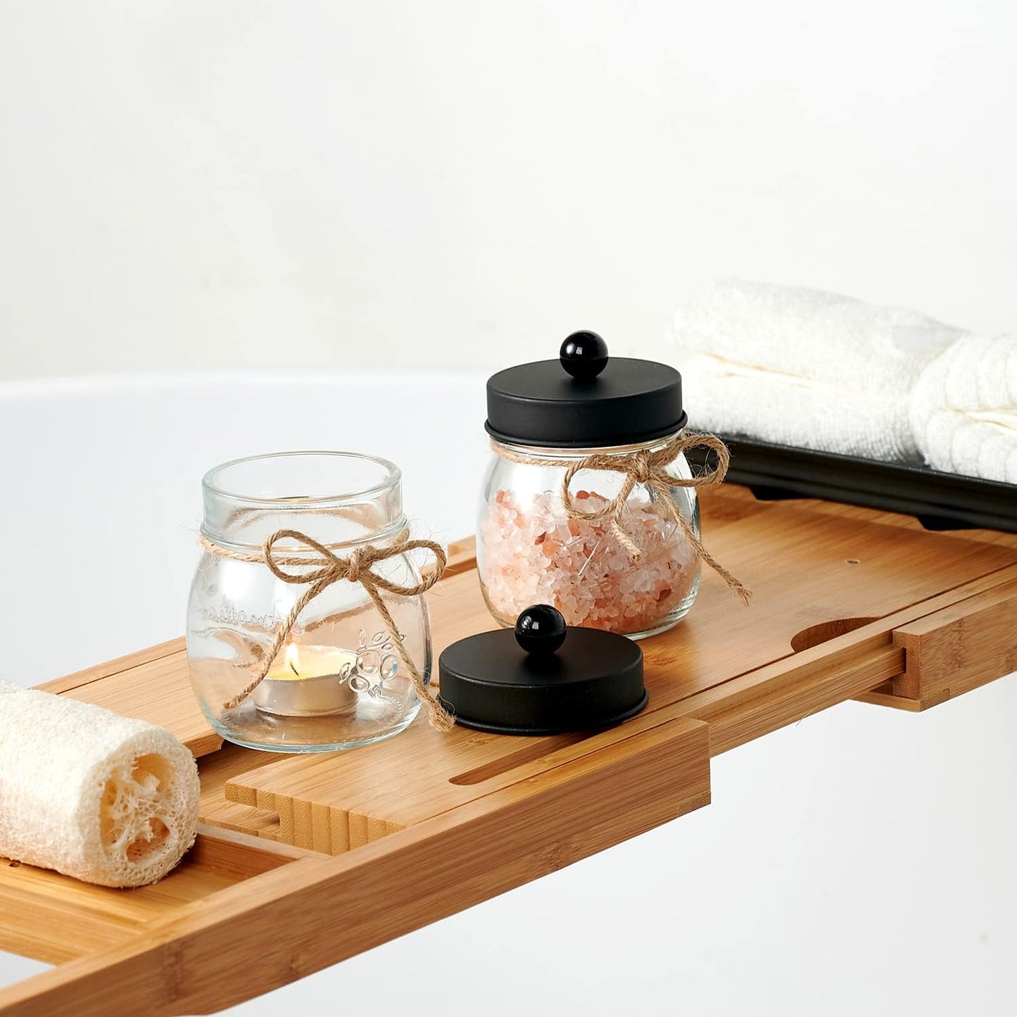 SheeChung Qtip Holders - Stylish Black Bathroom Decor for Cotton Swabs & Accessories | 2 Pack