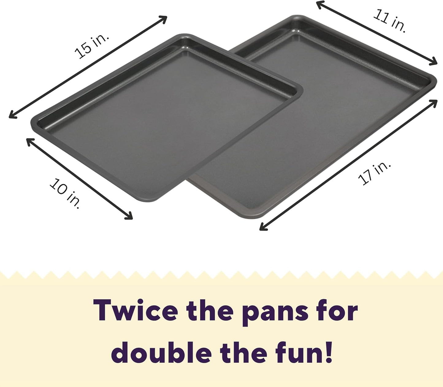 Wilton Silver Non-Stick Baking Sheet Set - 2-Piece Cold-Rolled Steel Bakeware, PFAS-Free