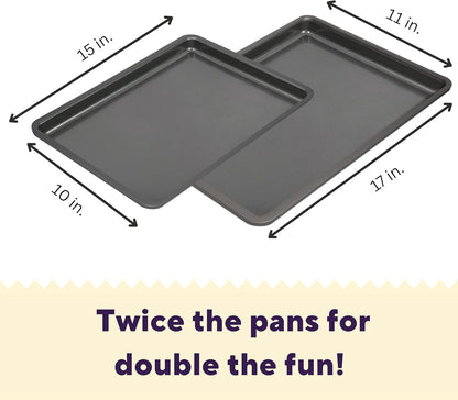 Wilton Silver Non-Stick Baking Sheet Set - 2-Piece Cold-Rolled Steel Bakeware, PFAS-Free