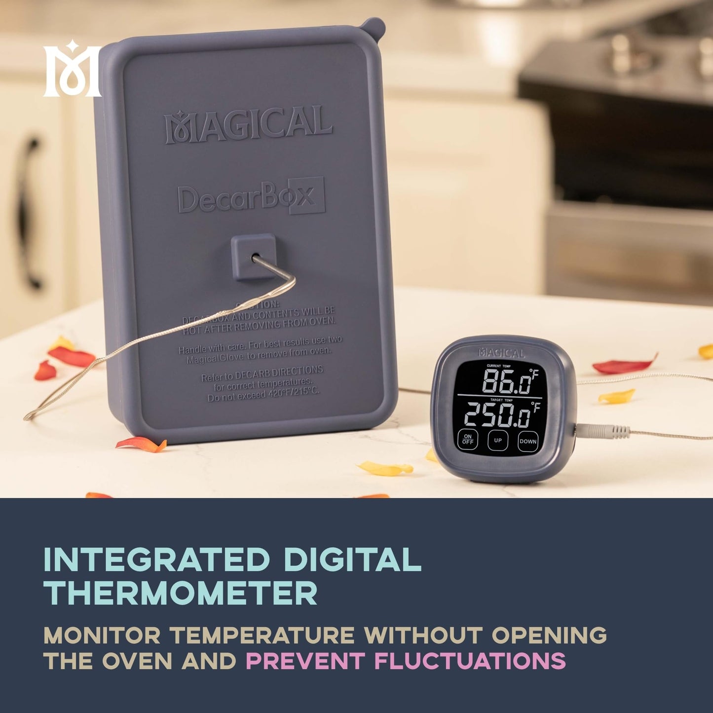 Magical Butter DecarBox Thermometer Combo Pack - Food-Grade Silicone Decarboxylator Box with Digital Thermometer - Durable & Oven-Safe Baking Box - Digital Display Thermometer for Temperature Control