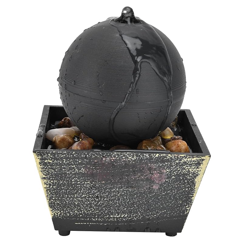 USB Tabletop Ball Water Fountain with LED Light - Indoor Desk Decor