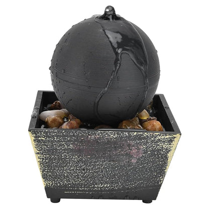 USB Tabletop Ball Water Fountain with LED Light - Indoor Desk Decor
