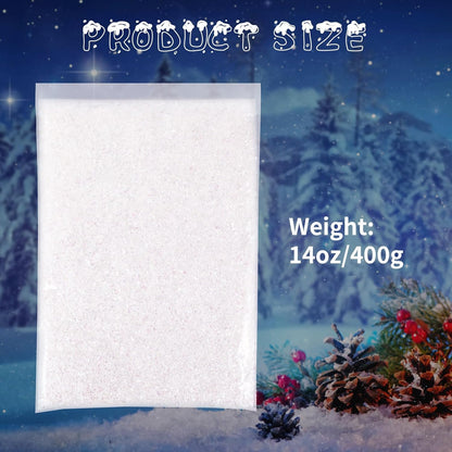 Skiennix 14oz Artificial Snow | Sparkling White Faux Snowflakes for Christmas Decor
