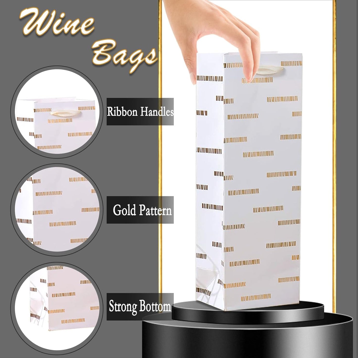SHIPKEY 12 Pack of Wine Gift Bag, Bags Bulk for Wine Bottles, 13.7” Wines Bottle Bags for Thanksgiving, Halloween, Easter Day, Graduations, Weddings, Christmas, Mother's Day and other Holidays