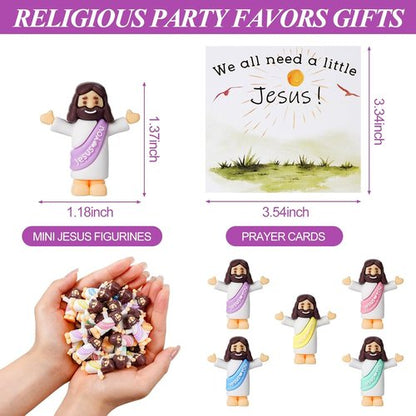 Little Jesus Figurines by [Brand Name] - 50 Mini Prayer Figurines with Cards & Bags for Easter Party Favors