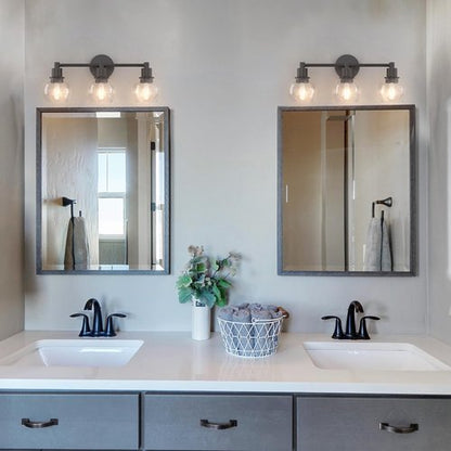 Espird 4 Lights Bathroom Vanity Light Fixtures Black, Bathroom Lights Over Mirror, Industrial and Farmhouse 4 Lights Wall Sconce, Matte Black Globe Vanity Lighting Fixtures