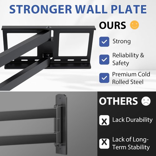 BONTEC Corner TV Wall Mount - Full Motion Dual Arm Bracket for 32-75 Inch TVs | 40.9” Extension, 132 lbs Capacity