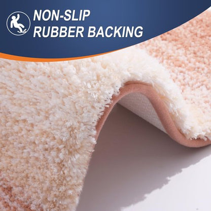 OLANLY Bathroom Rugs Mat 47x20, Extra Soft Absorbent Microfiber Bath Rugs, Rubber Backing, Quick Dry, Machine Washable Bath Mats for Bathroom Floor, Tub and Shower, Home Decor Accessories, Peach