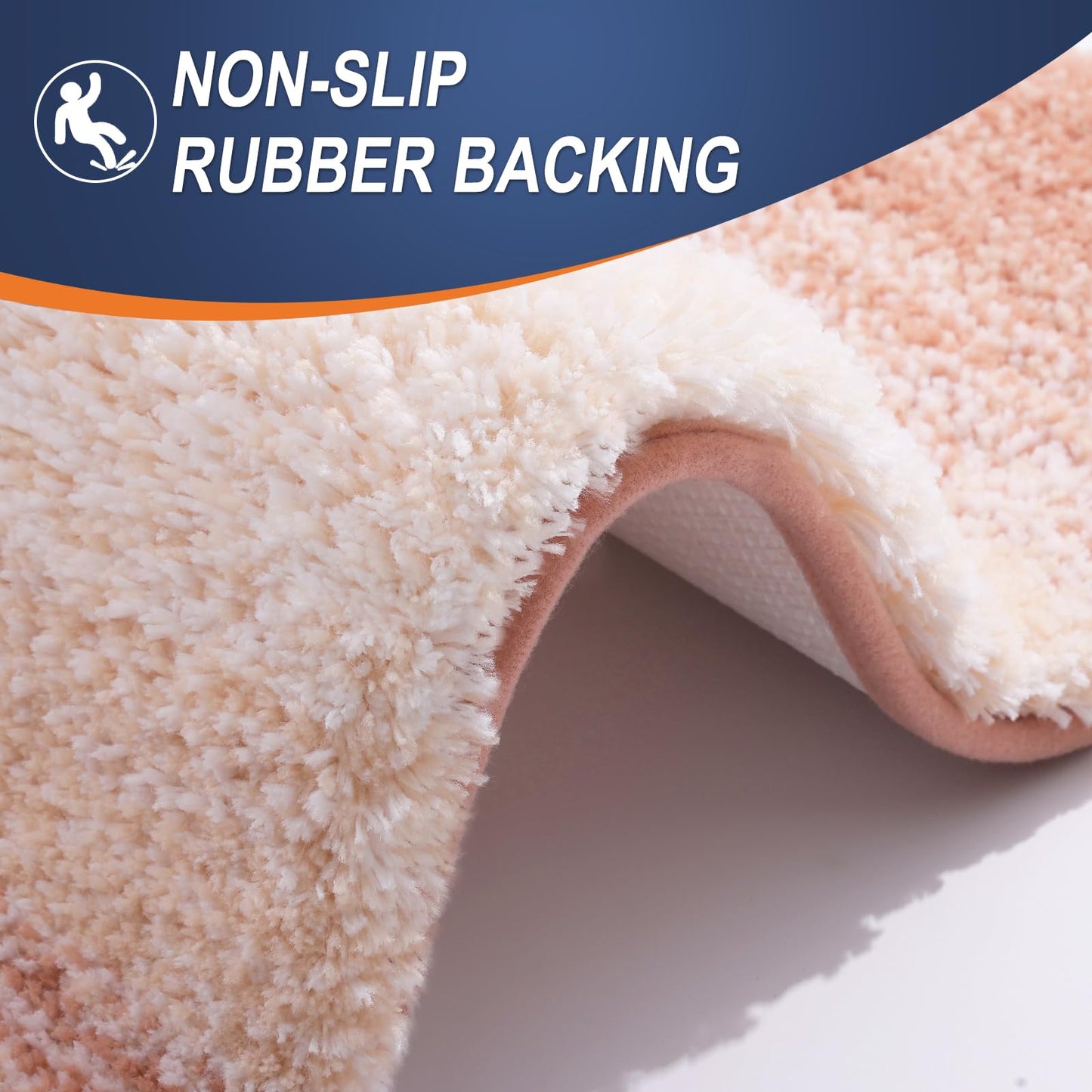 OLANLY Bathroom Runner Rugs Mat 44x24, Extra Soft Absorbent Microfiber Bath Rugs, Rubber Backing, Quick Dry, Washable Long Bath Mats for Bathroom Floor, Tub and Shower, Home Decor Accessories, Peach