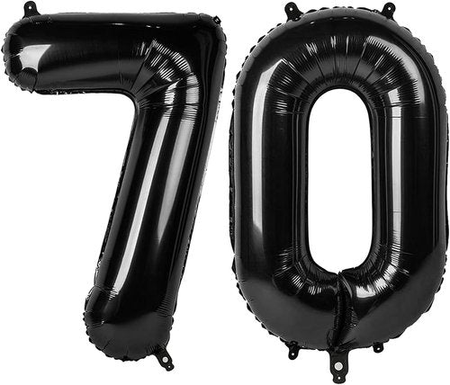 Black Number 70 Balloon - 40 Inch 70th Birthday Decoration for Men & Women | Party Supplies