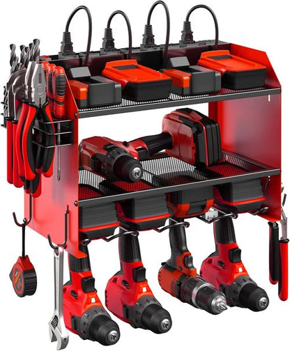 CCCEI Modular Power Tool Organizer - Wall Mount Charging Station & Heavy-Duty Rack - Red, 1 Pack