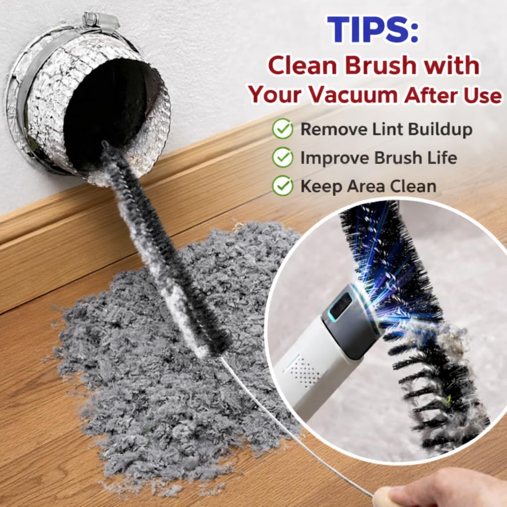 Skiennix Dryer Vent Cleaner Kit - Flexible Lint Brush & Long Refrigerator Coil Brush (1-Pack)