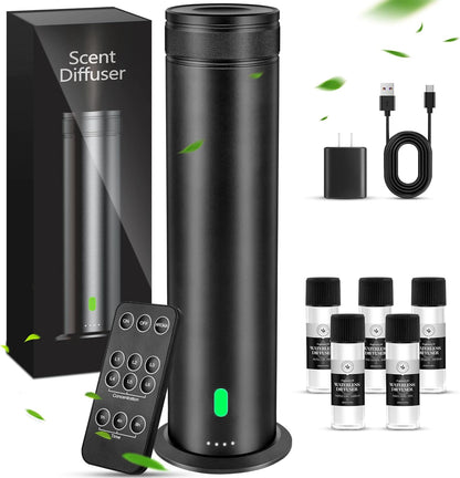 Skiennix Waterless Scent Diffuser Starter Kit - 800 Sq. In. Coverage with 5 Essential Oils & Remote Control