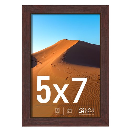 LaVie Home 5x7 Picture Frame for Wall Display, 5x7 Brown Picture Frame with HD Plexiglas, 5 x 7 Poster Frame 1 Pack, Display Frame for Vertical or Horizontal, Classic Collection