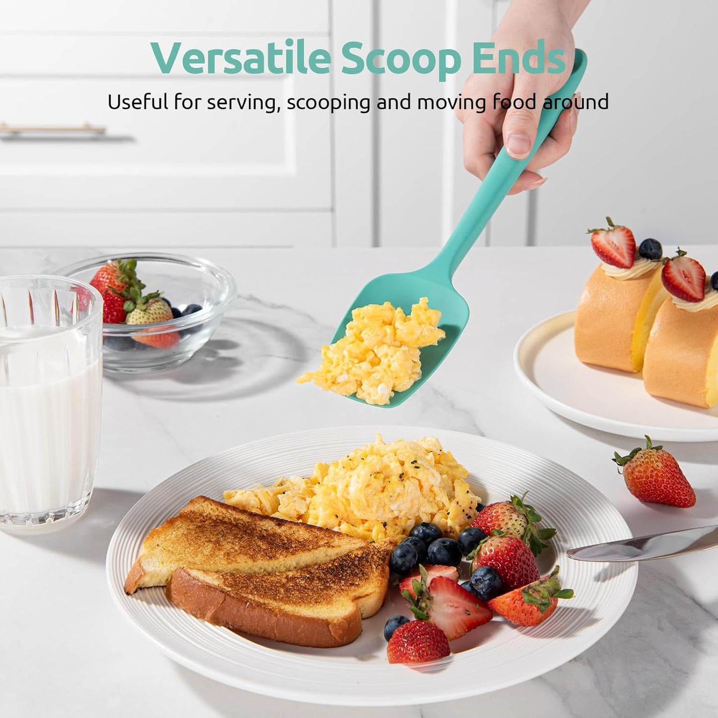 U-Taste Silicone Spatula Set - 600°F Heat Resistant Kitchen Tools | Teal/Aqua Sky Color