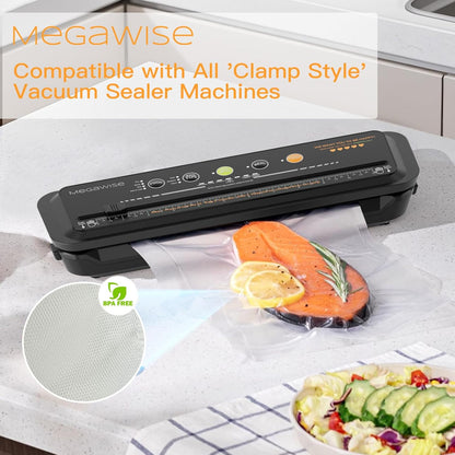 MEGAWISE Vacuum Sealer Bags - BPA-Free Food Preservation Bags | 8'' x 12'' | 110 Count, Double-Sided Texture
