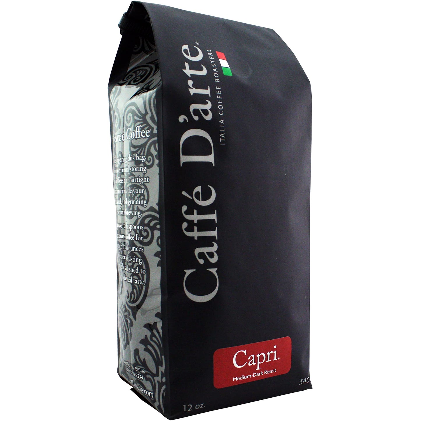 Caffe D'arte Capri Whole Bean Espresso Coffee, 12 Ounce