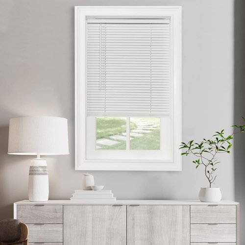 Achim Home Decor Cordless Mini Blinds - Light Filtering, 52" W x 64" L, 1" Slat - Pearl White