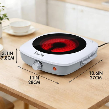 Davivy Electric Hot Plate - 1200W Portable Cooktop with Scratch-Resistant Ceramic Glass | Lightweight 3.1lbs, Perfect for Travel & Dorms