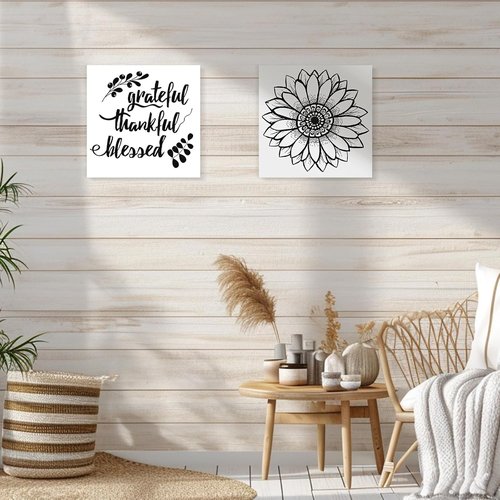 DoubleFill Rustic Wooden Signs - 4 Pcs Blank Craft Plaques, 12 x 12 x 0.6 Inch, Perfect for DIY Projects | White