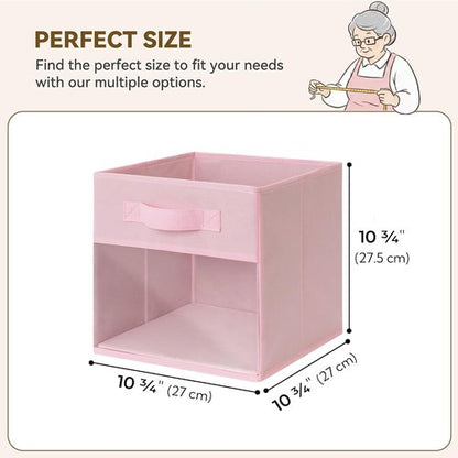 GRANNY SAYS Cube Storage Bins - 11 Inch Collapsible Fabric Organizers with Clear Window | Pink 6-Pack