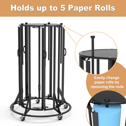 Skiennix Paper Roll Dispenser Rack - Heavy Duty Mobile Steel Holder for Up to 36" Rolls | Ideal for Crafts, Gifts & Art