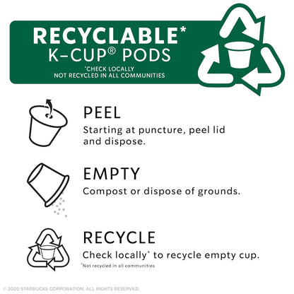 Starbucks Dark Roast K-Cup Coffee Pods - 2X Caffeine for Keurig Brewers | 60 Pods in 6 Boxes