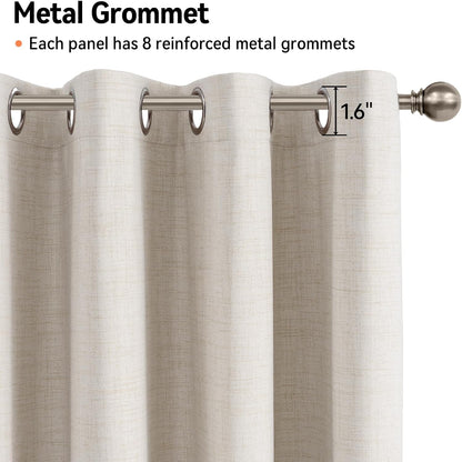 Skiennix 100% Blackout Sliding Door Curtains - Extra Wide Grommet Drapes 50”W x 63”L in Beige