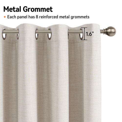 100% Blackout Shield Blackout Curtains for Bedroom, Beige Grommet Curtains for Living Room, Thermal Insulated Room Darkening Drapes for Nursery, Boho Home Decor, 50" W x 84" L, 2 Panels