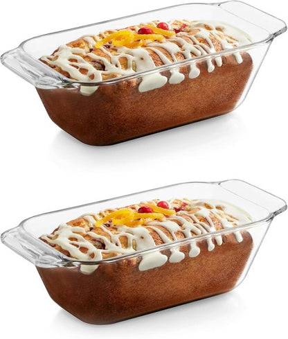 Libbey Baker’s Premium Glass Baking Dish Set - 2 Stackable Oven Dishes for Bread, Cakes & Meatloaf