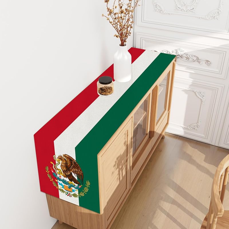 Mexican Fiesta Table Runner 13x72 inch - Day of the Dead Flag Pattern