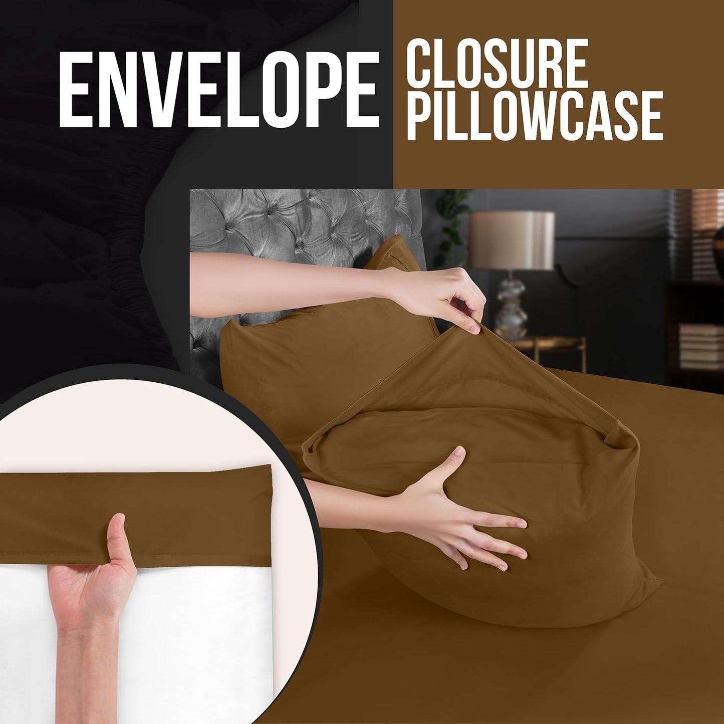 Utopia Bedding Standard Pillow Cases - Soft Brushed Microfiber - 4 Pack | 20 X 26 Inches, Mocha