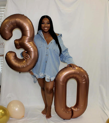 Numbers Balloon 3 - 40 Inch Large Coffee Brown Balloon for 3rd Birthday Party Decor