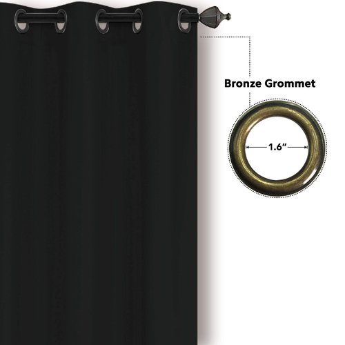 Better Home Style 2 Piece Solid Color 100% Blackout Room Darkening 2 Panels Window Treatment Curtain Insulated Drapes for Any Window with Grommets M3763 (Black, 2 Panels 36" W X 63" L Each)