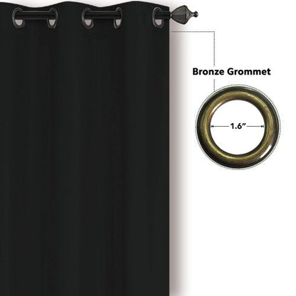 Better Home Style 2 Piece Solid Color 100% Blackout Room Darkening 2 Panels Window Treatment Curtain Insulated Drapes for Any Window with Grommets M3763 (Black, 2 Panels 36" W X 63" L Each)