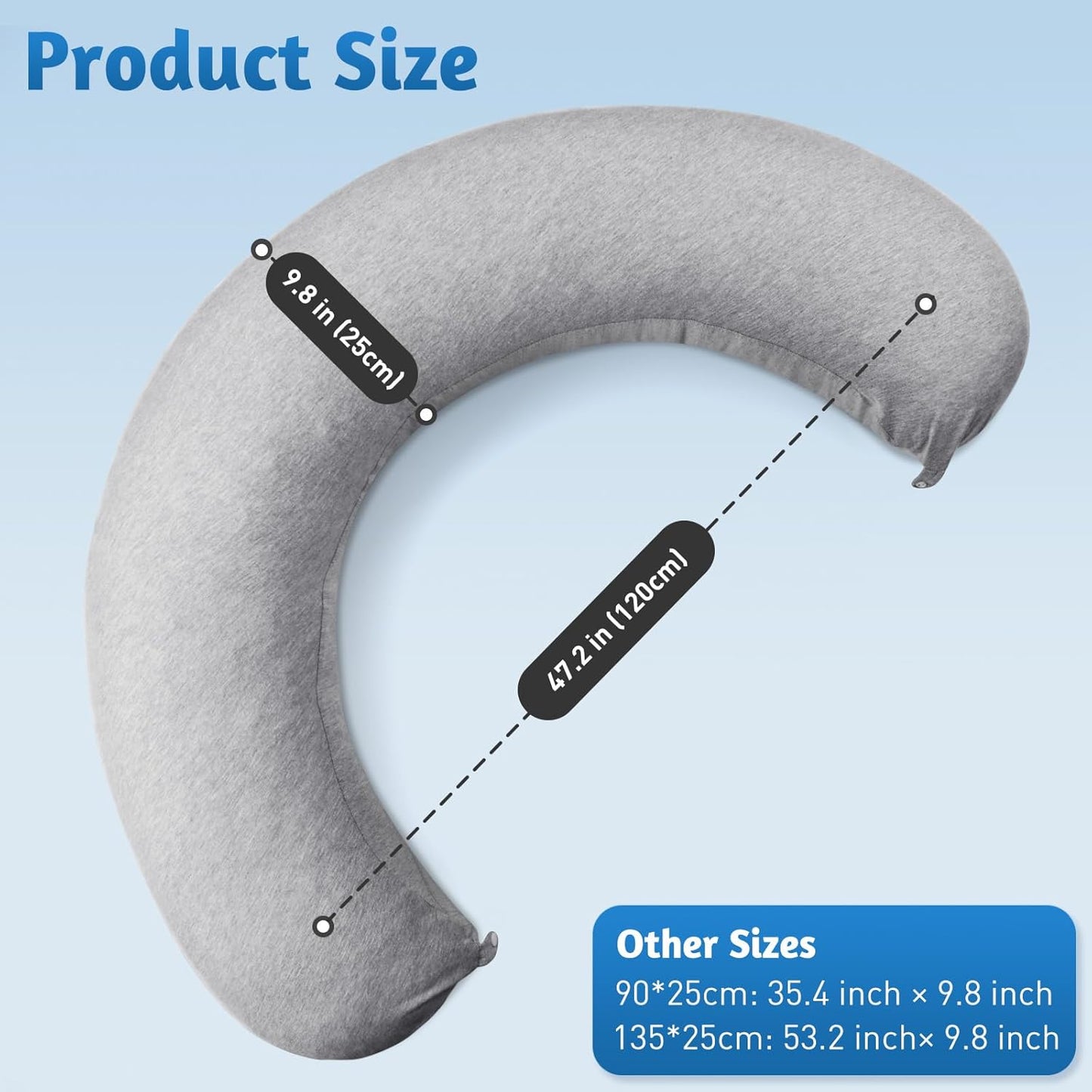 SweetSlubr C-Shaped Pregnancy Pillow - Adjustable Firmness Maternity Body Pillow for Full Support | 47.2’’ x 9.8’’