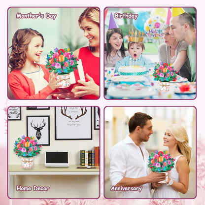 ROBBEAR 3D Rose Carnation Pop-Up Greeting Card - Handmade Flower Card with Envelopes for Any Occasion