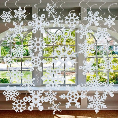 GOER Snowflake Hanging Swirls - 36 Pcs for Festive New Year & Christmas Party Decor