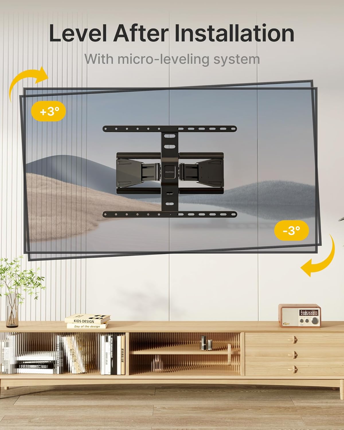 monTEK Ultra Slim TV Wall Mount - Full Motion Bracket for 43-90 Inch TVs | Swivel, Tilt, Leveling, Dual Arms